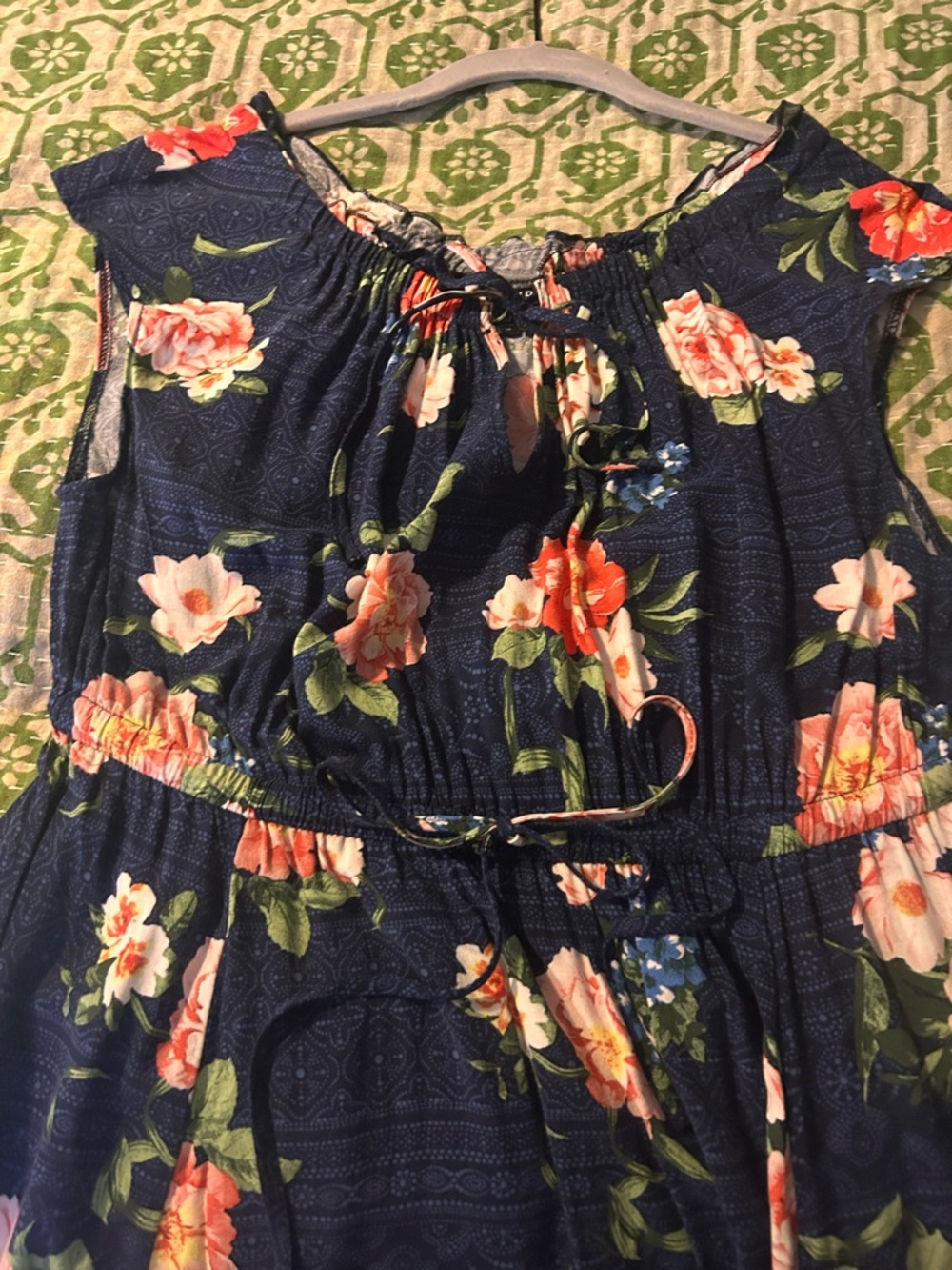 Torrid Navy Floral Drawstring Waist Sundress